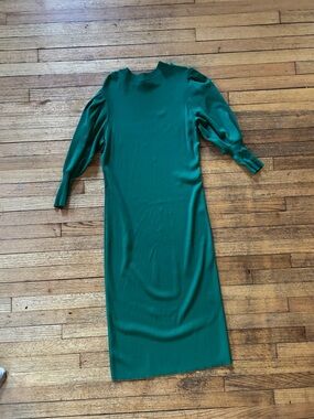 Long Sleeve Midi Dress in Emerald Green
